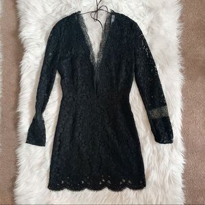 Sandro BLACK LACE LONG SLEEVES SHORT DRESS size1